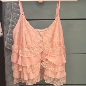 Pink Lace Ruffle Camisole